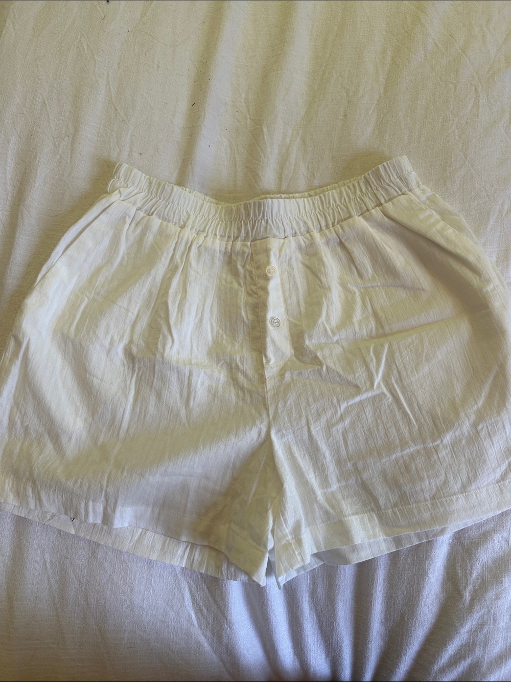T.J.Maxx White Elastic Waist Button-Front Women's Shorts